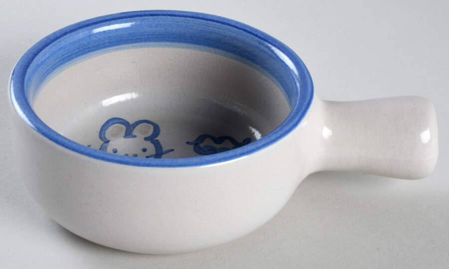 Country Scene Blue Porringer No Lid by M A Hadley-1