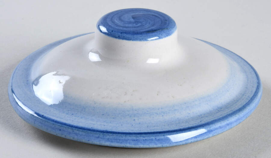 Country Scene Blue Lid for Porringer by M A Hadley-1