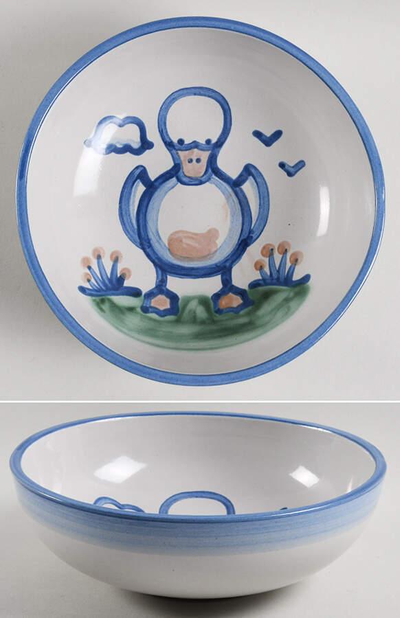 Country Scene Blue 8" Round Vegetable Bowl by M A Hadley-1