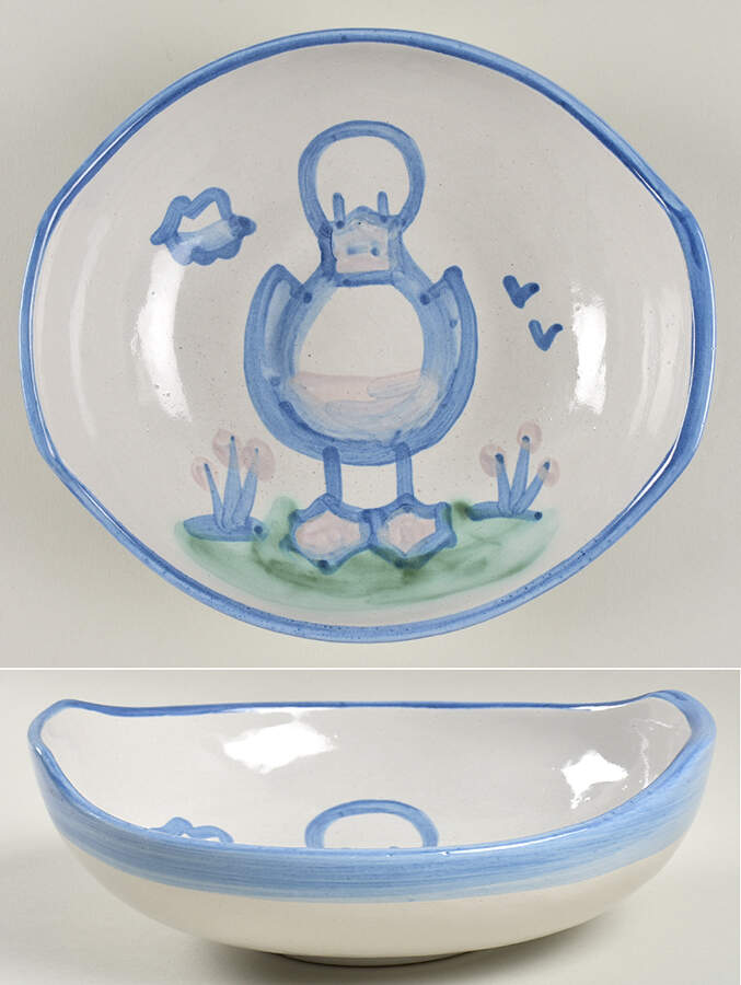 Country Scene Blue 8" Venetian Bowl by M A Hadley-1