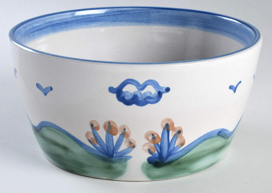 Country Scene Blue Small Tureen/Baker No Lid by M A Hadley-1