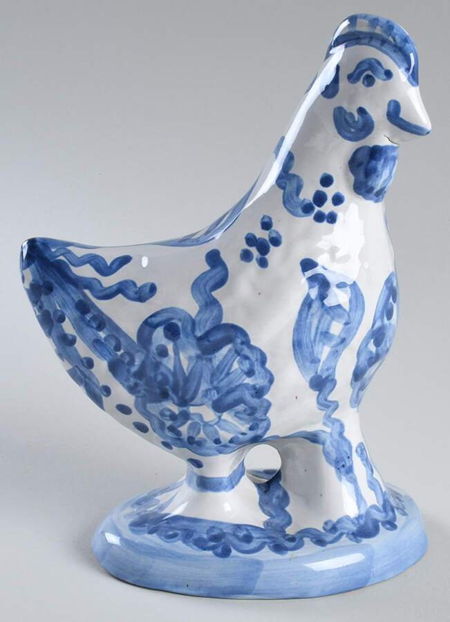 Country Scene Blue Chicken Figurine by M A Hadley-1