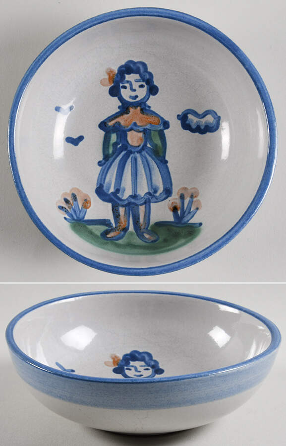 Country Scene Blue Coupe Soup Bowl by M A Hadley-1