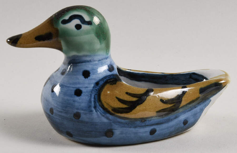 Country Scene Blue Figural Ashtray by M A Hadley-1