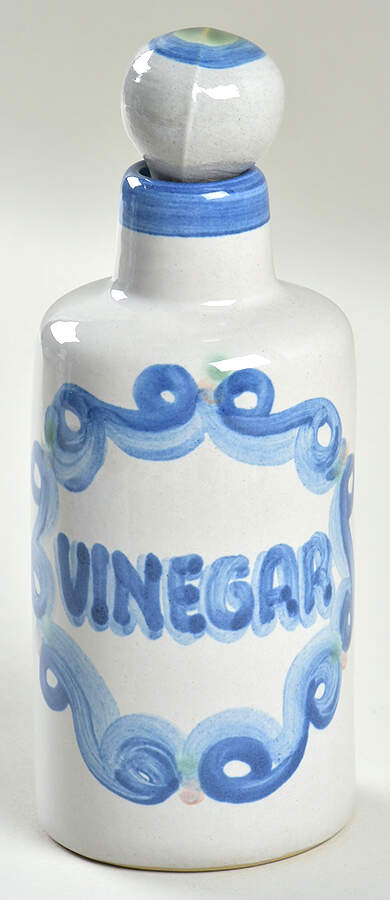 Country Scene Blue Vinegar Cruet with Stopper by M A Hadley-1