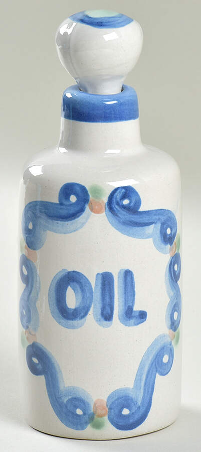 Country Scene Blue Oil Cruet with Stopper by M A Hadley-1