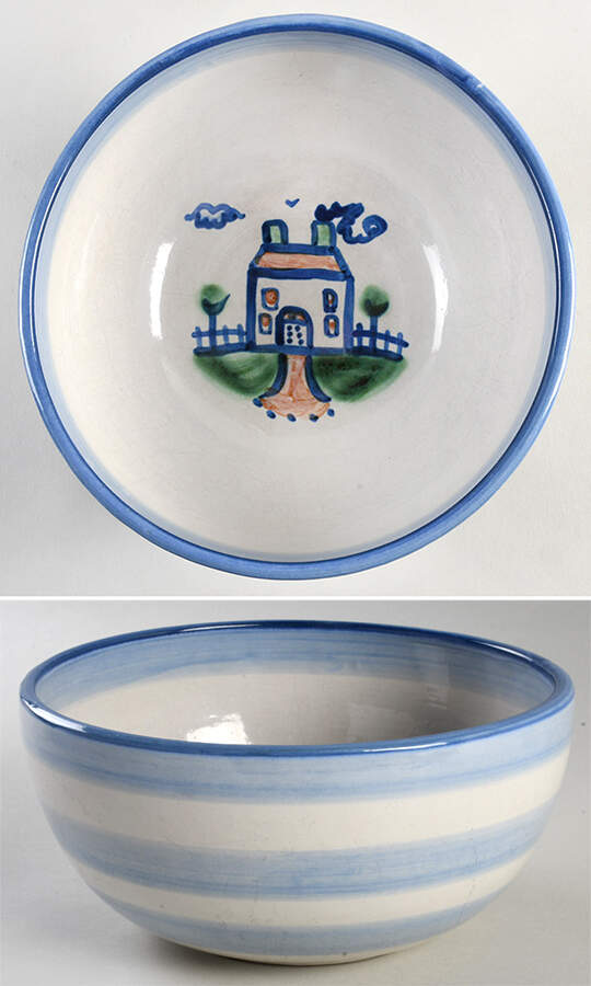 Country Scene Blue 8" Salad Serving Bowl by M A Hadley-1