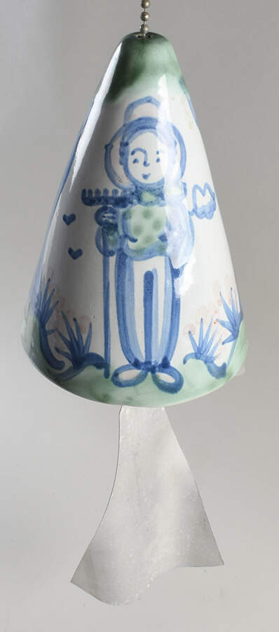 Country Scene Blue Cow Bell Wind Chime by M A Hadley-1