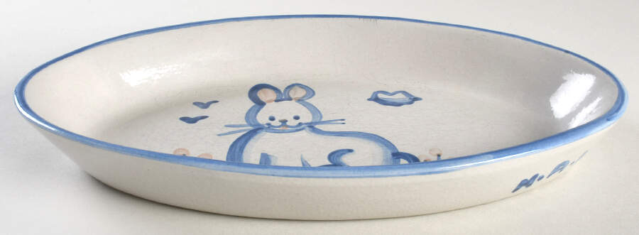 Country Scene Blue 11" Oval Baker by M A Hadley-1