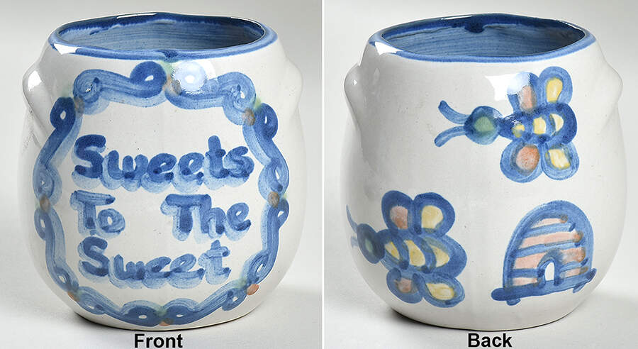 Country Scene Blue Honey Pot No Lid by M A Hadley-1