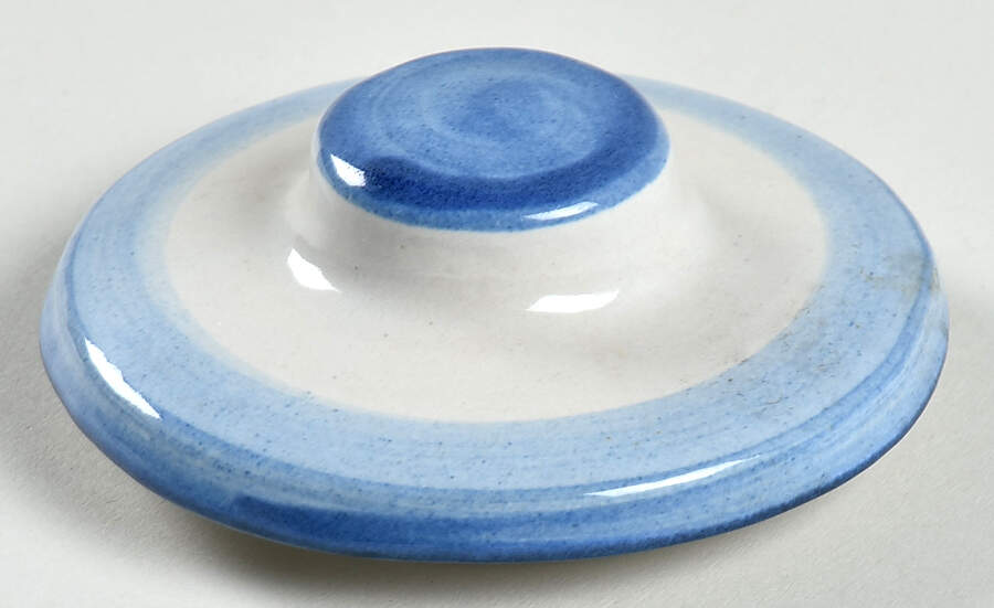 Country Scene Blue Lid for Honey Pot by M A Hadley-1