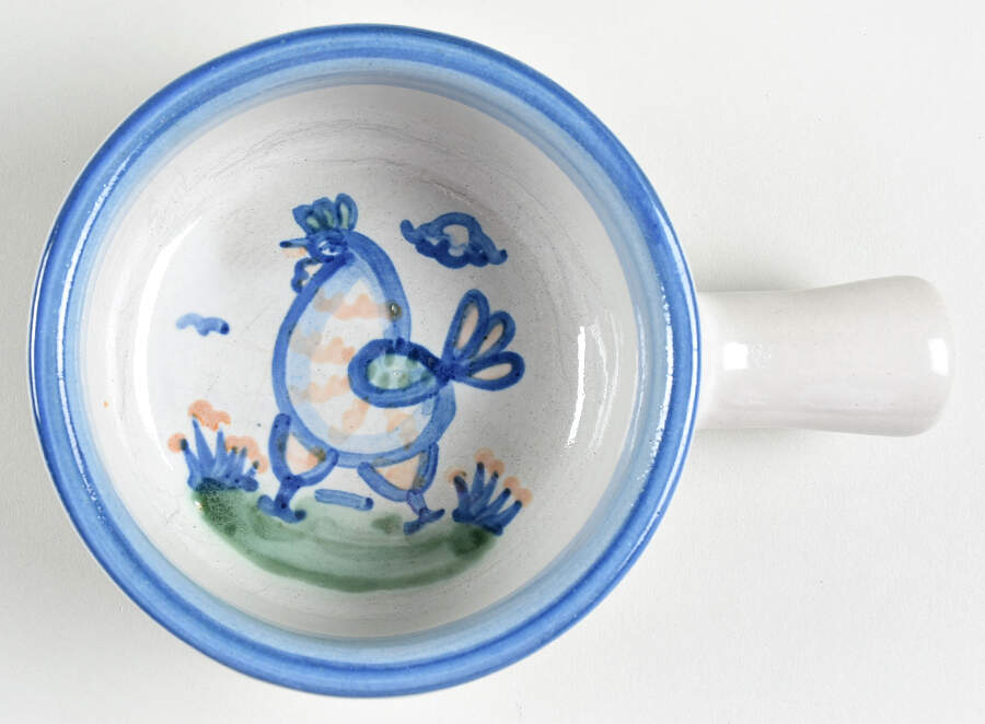 Country Scene Blue Large Porringer No Lid by M A Hadley-1