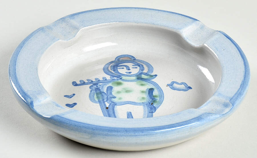 Country Scene Blue 8" Round Ashtray by M A Hadley-1