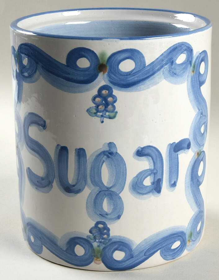 Country Scene Blue Medium Canister No Lid by M A Hadley-1