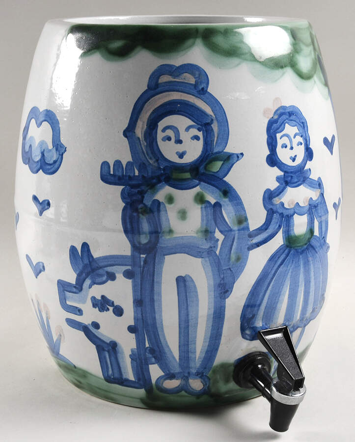 Country Scene Blue Samovar No Lid by M A Hadley-1