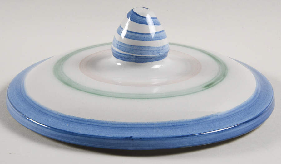 Country Scene Blue Lid for Samovar by M A Hadley-1