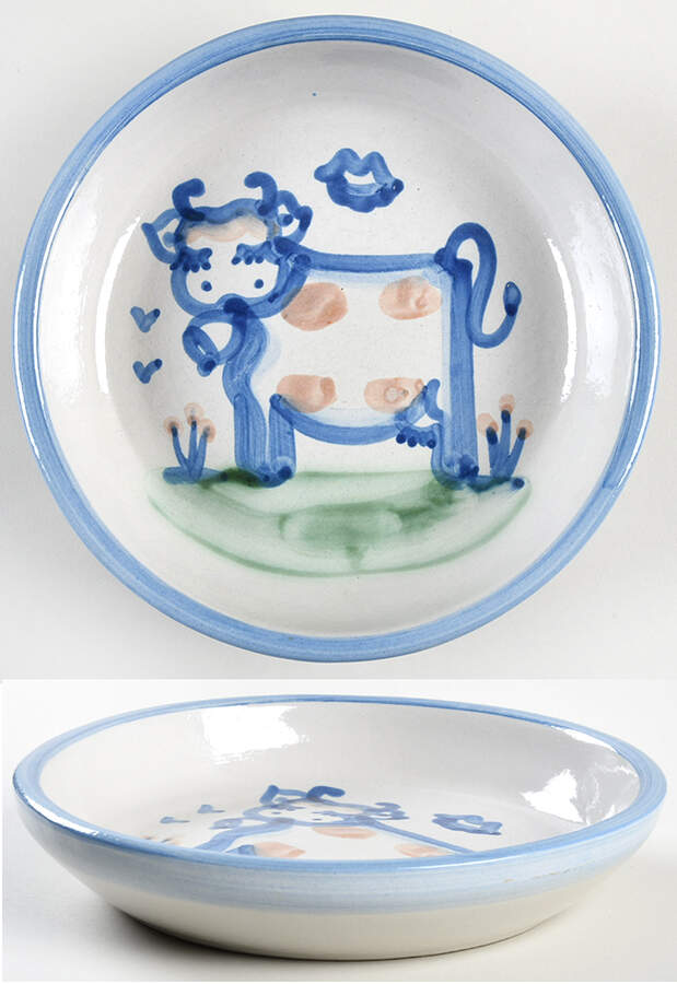 Country Scene Blue 7" Individual Pasta Bowl by M A Hadley-1