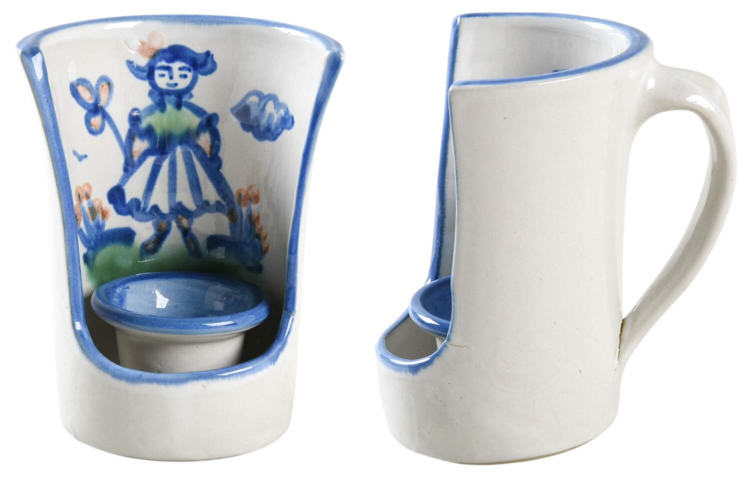 Country Scene Blue Candle Cup by M A Hadley-1