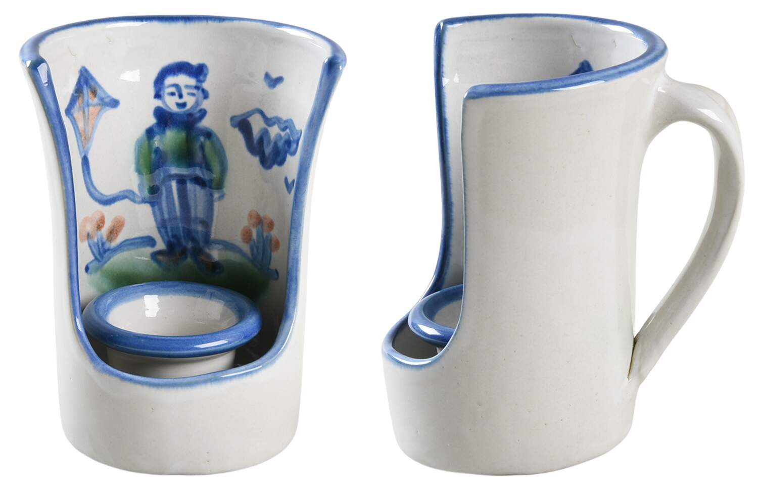 Country Scene Blue Candle Cup by M A Hadley-1