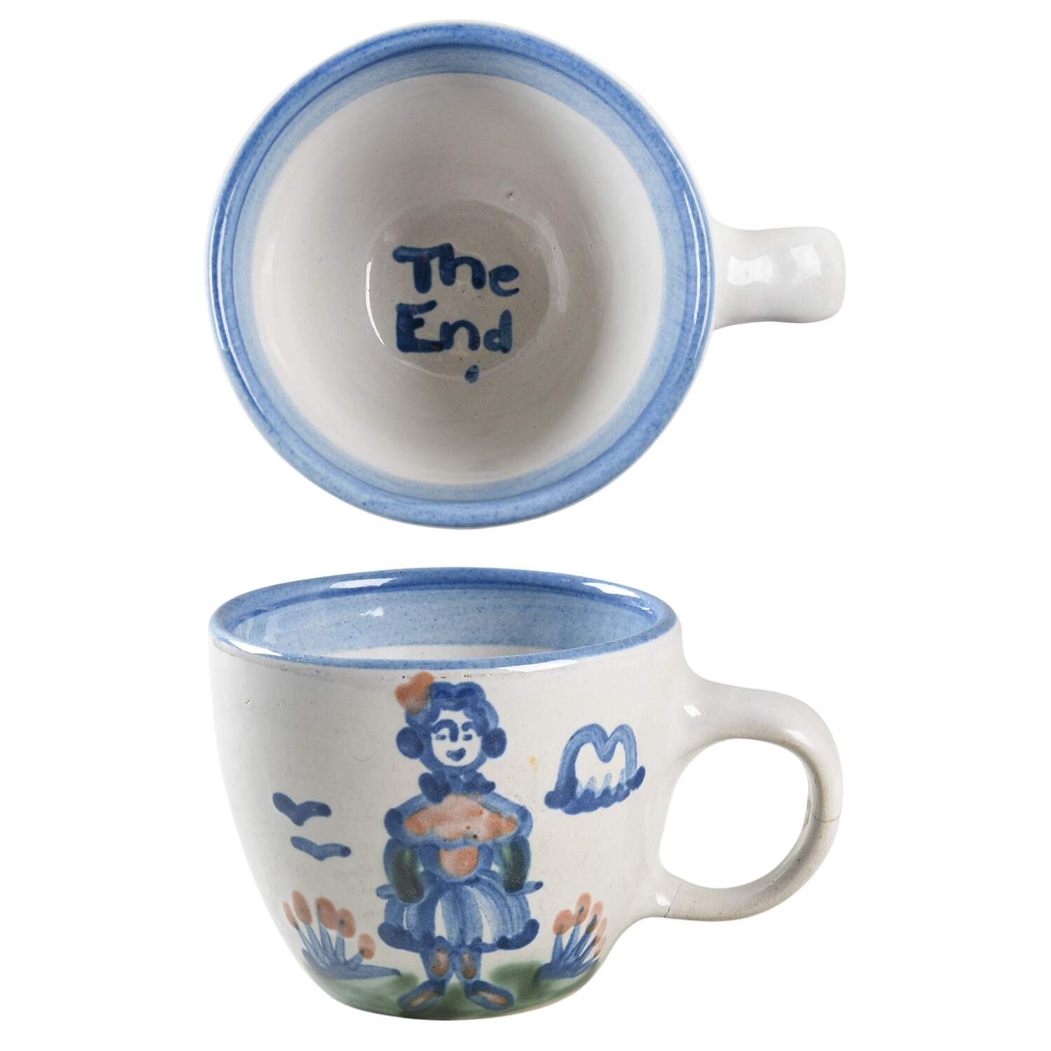 Country Scene Blue Flat Cup by M A Hadley-1