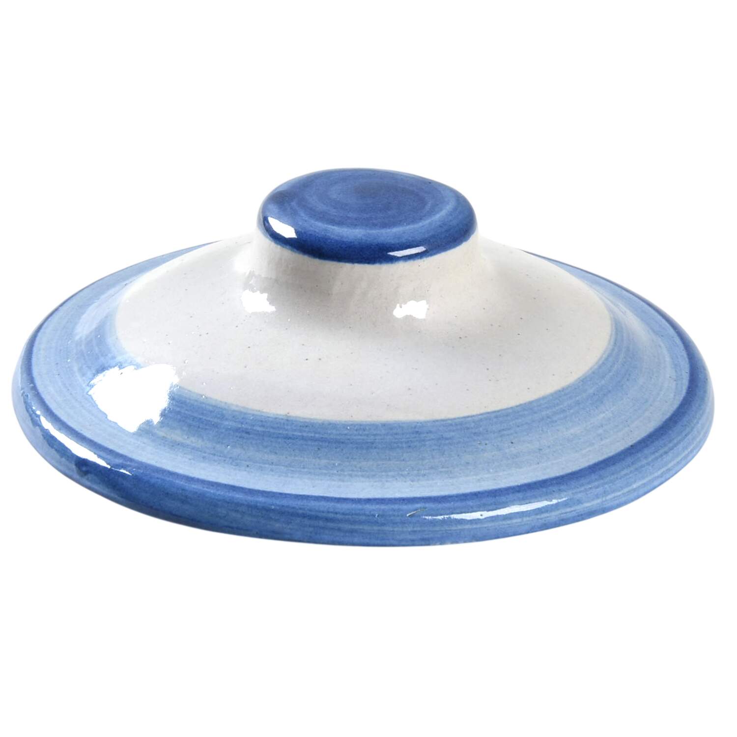 Country Scene Blue Lid for Porringer by M A Hadley-1