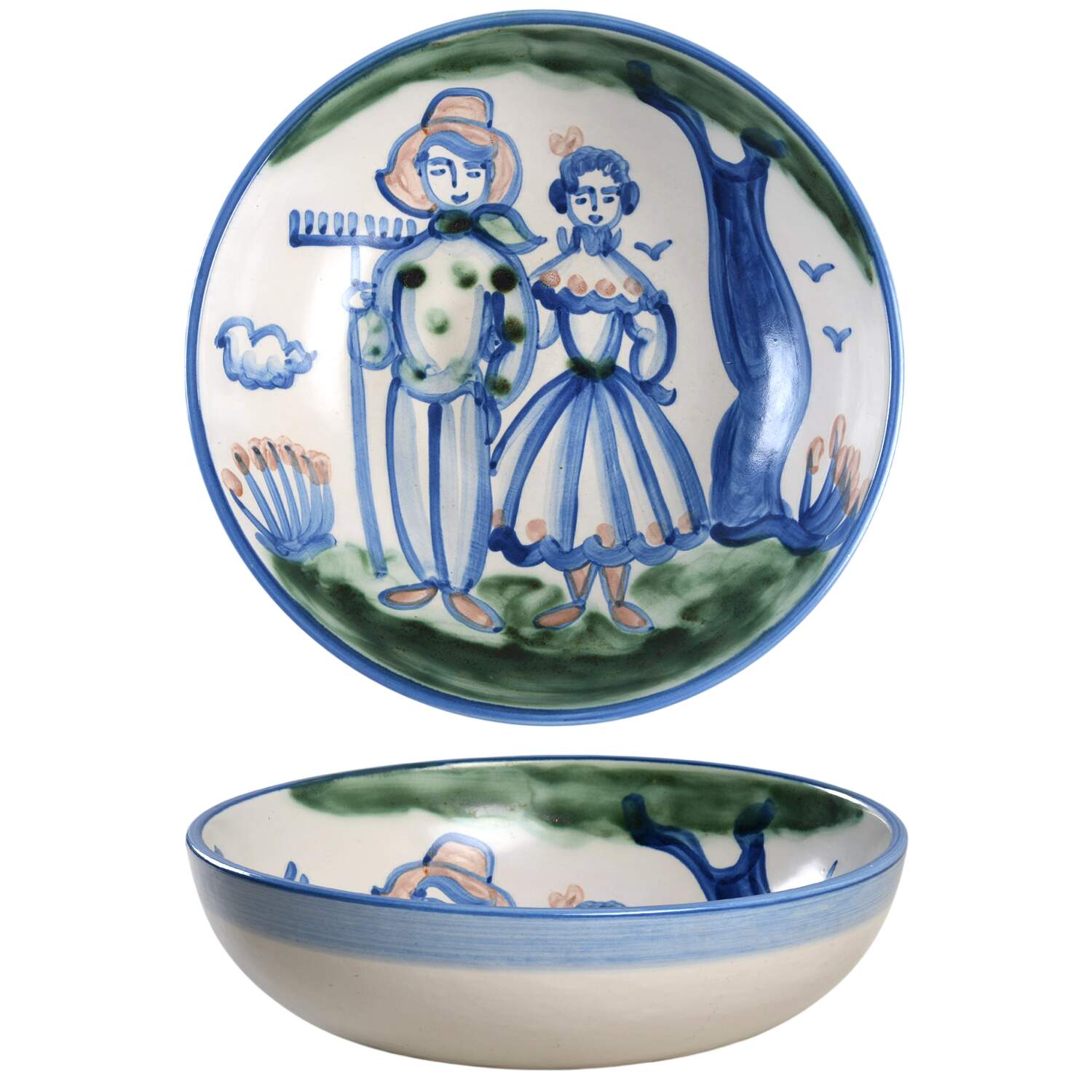 Country Scene Blue 10" Large Salad Serving Bowl by M A Hadley-1
