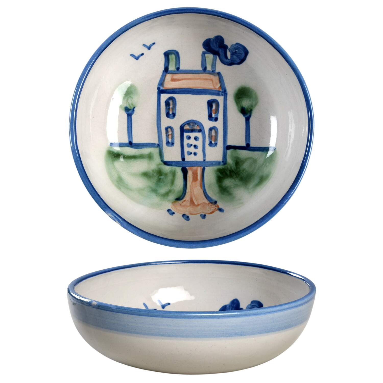 Country Scene Blue 8" Round Vegetable Bowl by M A Hadley-1