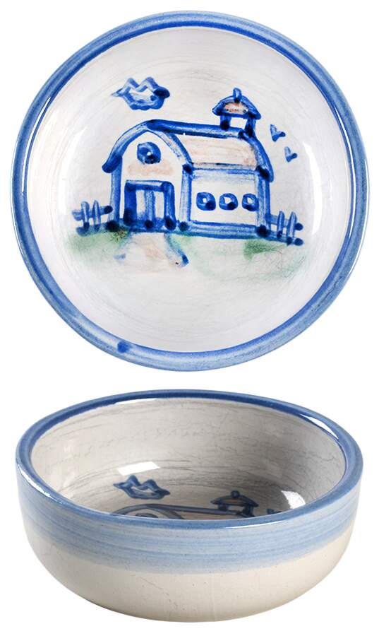 Country Scene Blue Fruit/Dessert (Sauce) Bowl by M A Hadley-1