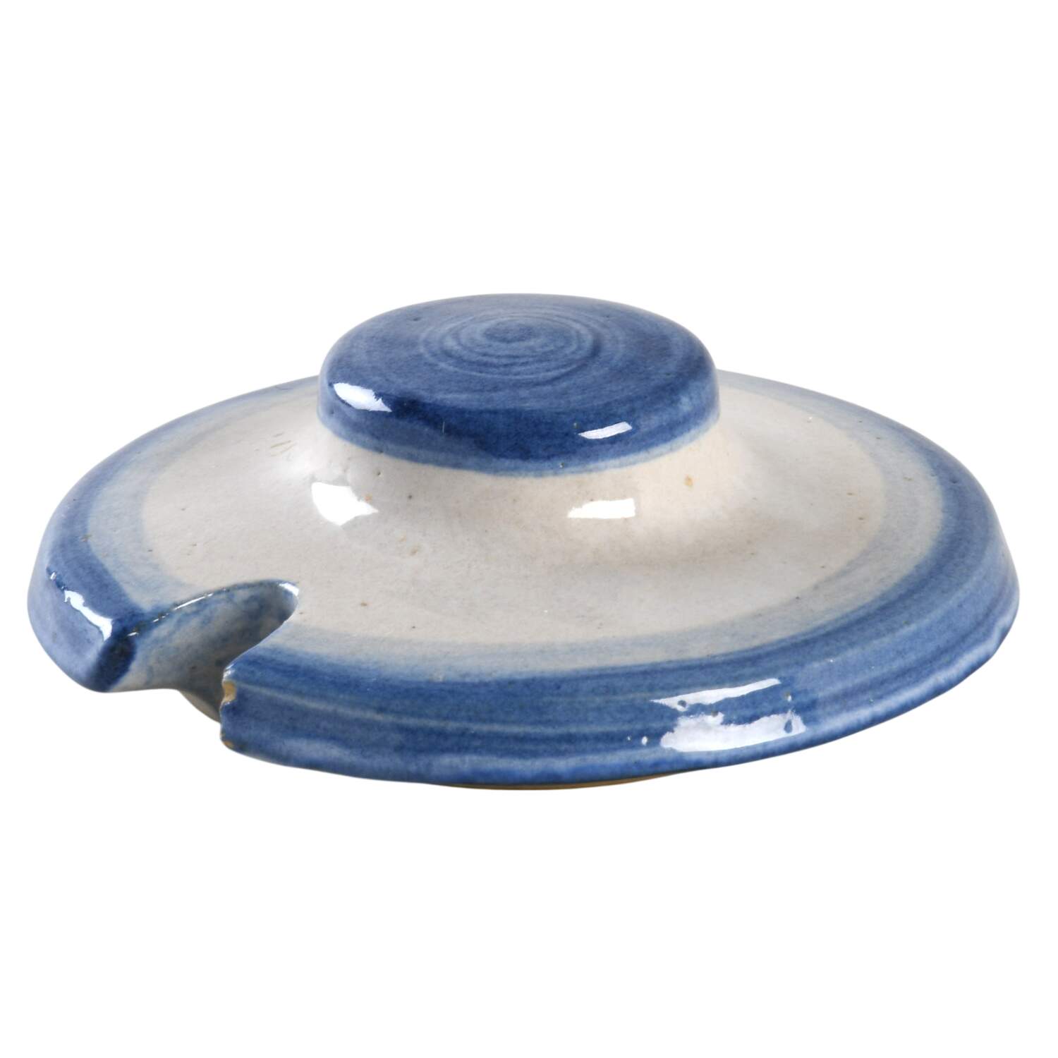 Country Scene Blue Lid for Oversize Sugar Bowl by M A Hadley-1