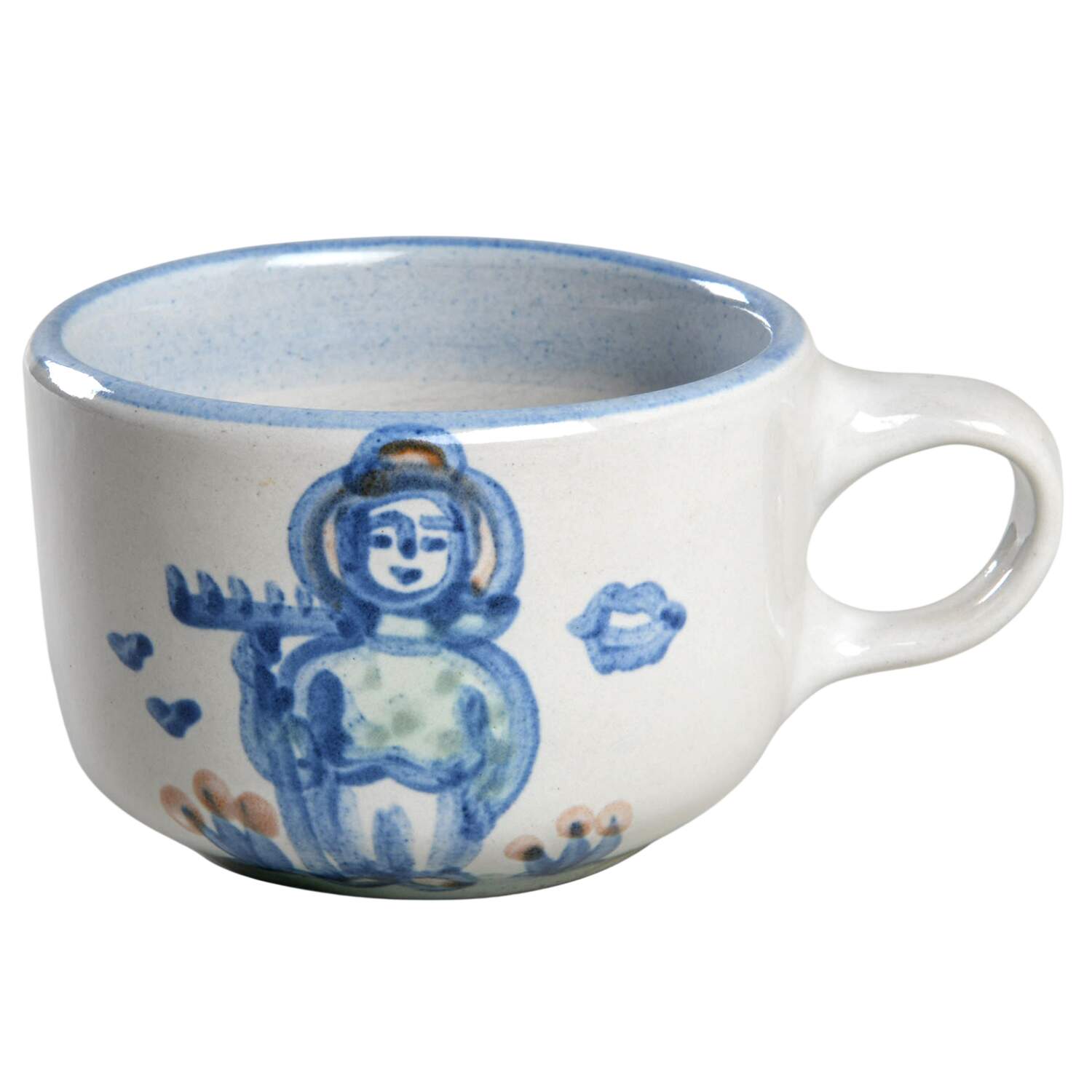 Country Scene Blue Flat Cup by M A Hadley-1