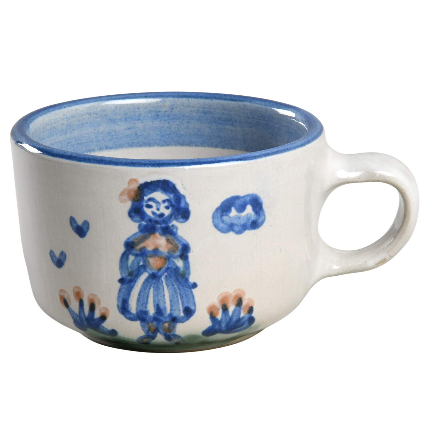 Country Scene Blue Flat Cup by M A Hadley-1