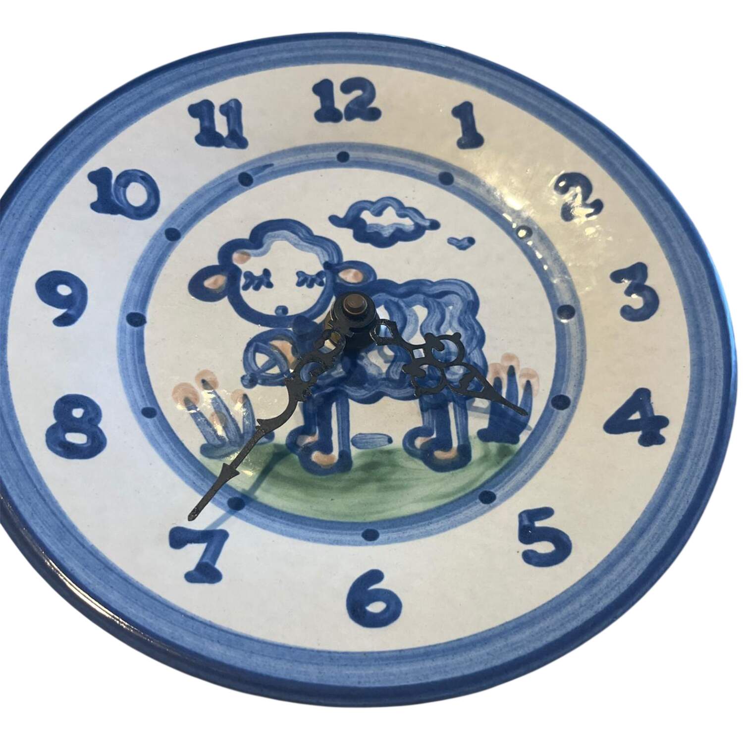 Country Scene Blue Clock Plate by M A Hadley-1