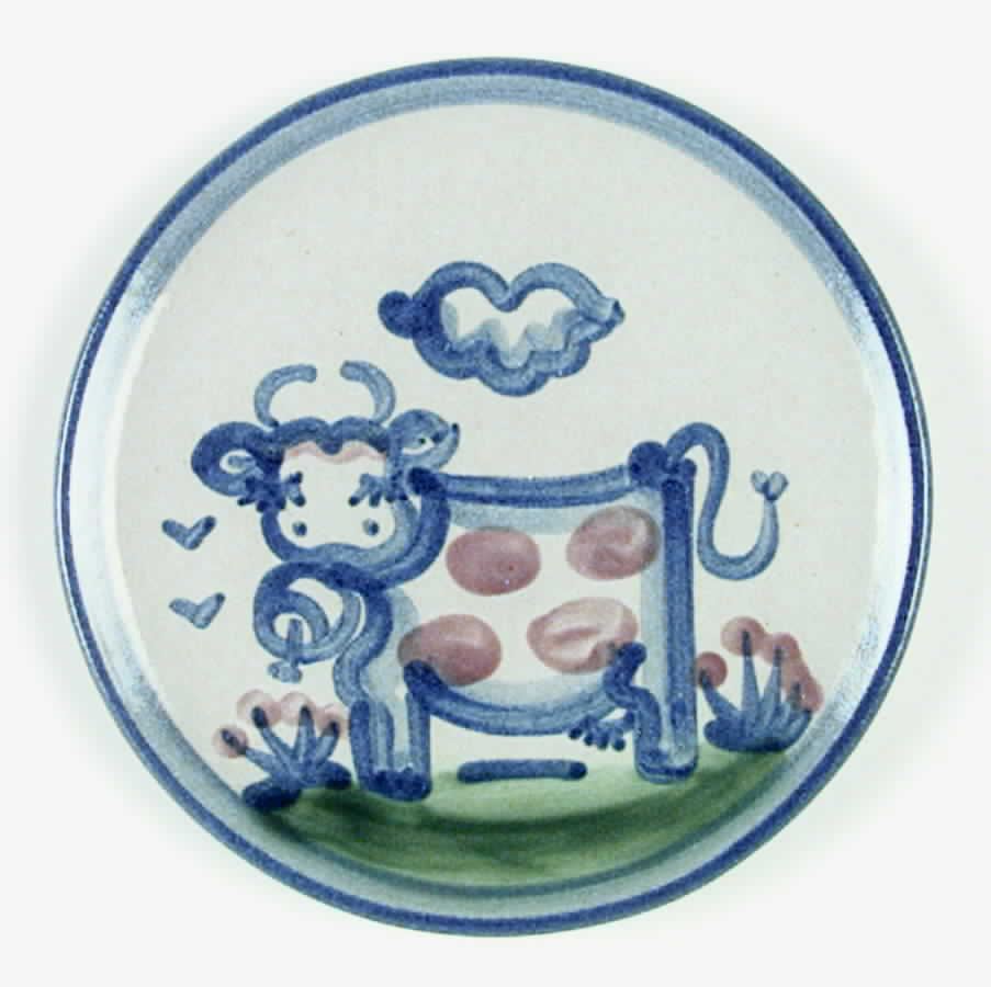 Country Scene Blue Bread & Butter Plate by M A Hadley-1