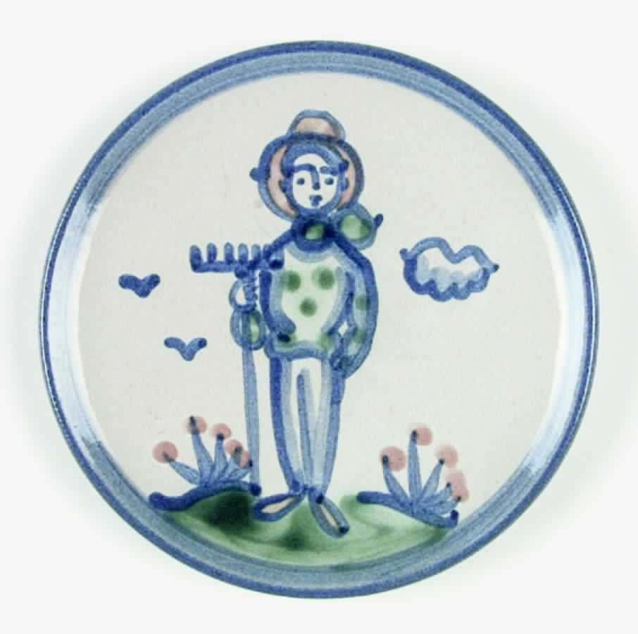 Country Scene Blue Bread & Butter Plate by M A Hadley-1