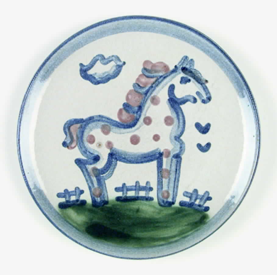 Country Scene Blue Bread & Butter Plate by M A Hadley-1
