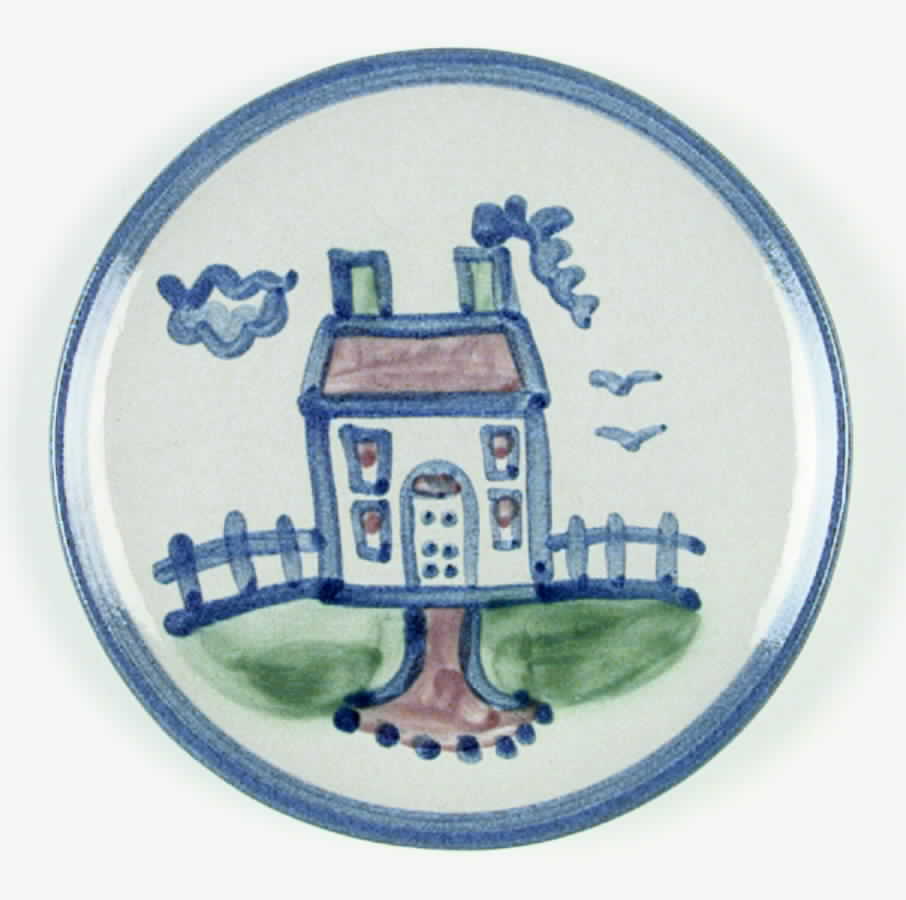 Country Scene Blue Bread & Butter Plate by M A Hadley-1