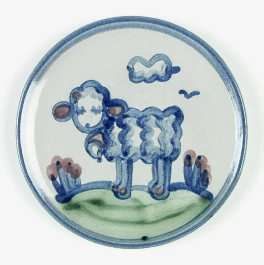Country Scene Blue Bread & Butter Plate by M A Hadley-1