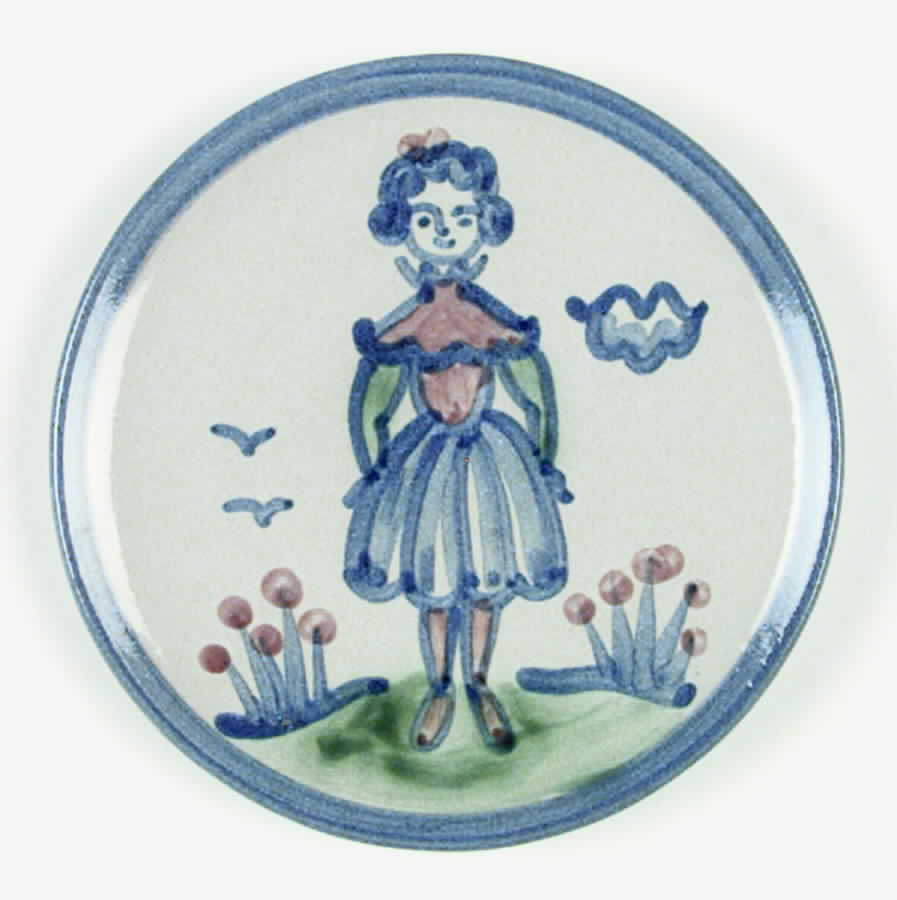 Country Scene Blue Bread & Butter Plate by M A Hadley-1