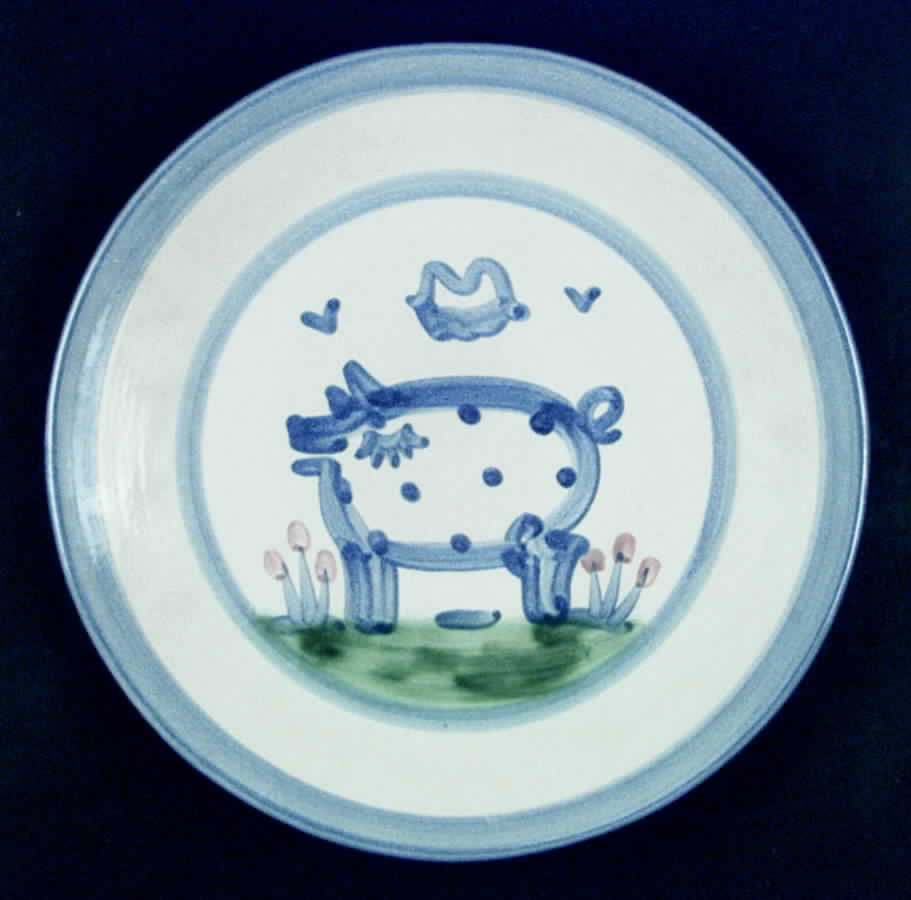 Country Scene Blue Salad/Dessert Plate by M A Hadley-1