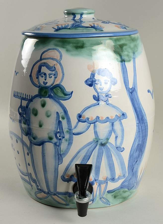 Country Scene Blue Samovar & Lid by M A Hadley-1