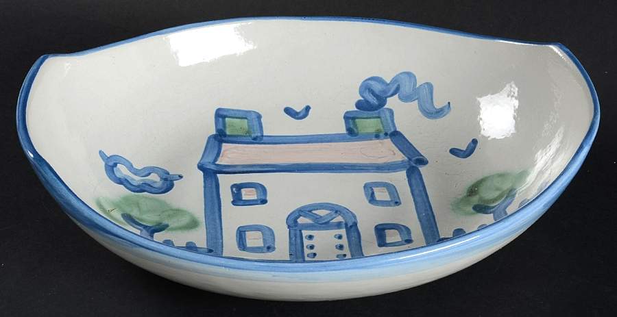 Country Scene Blue 11" Venetian Bowl by M A Hadley-1