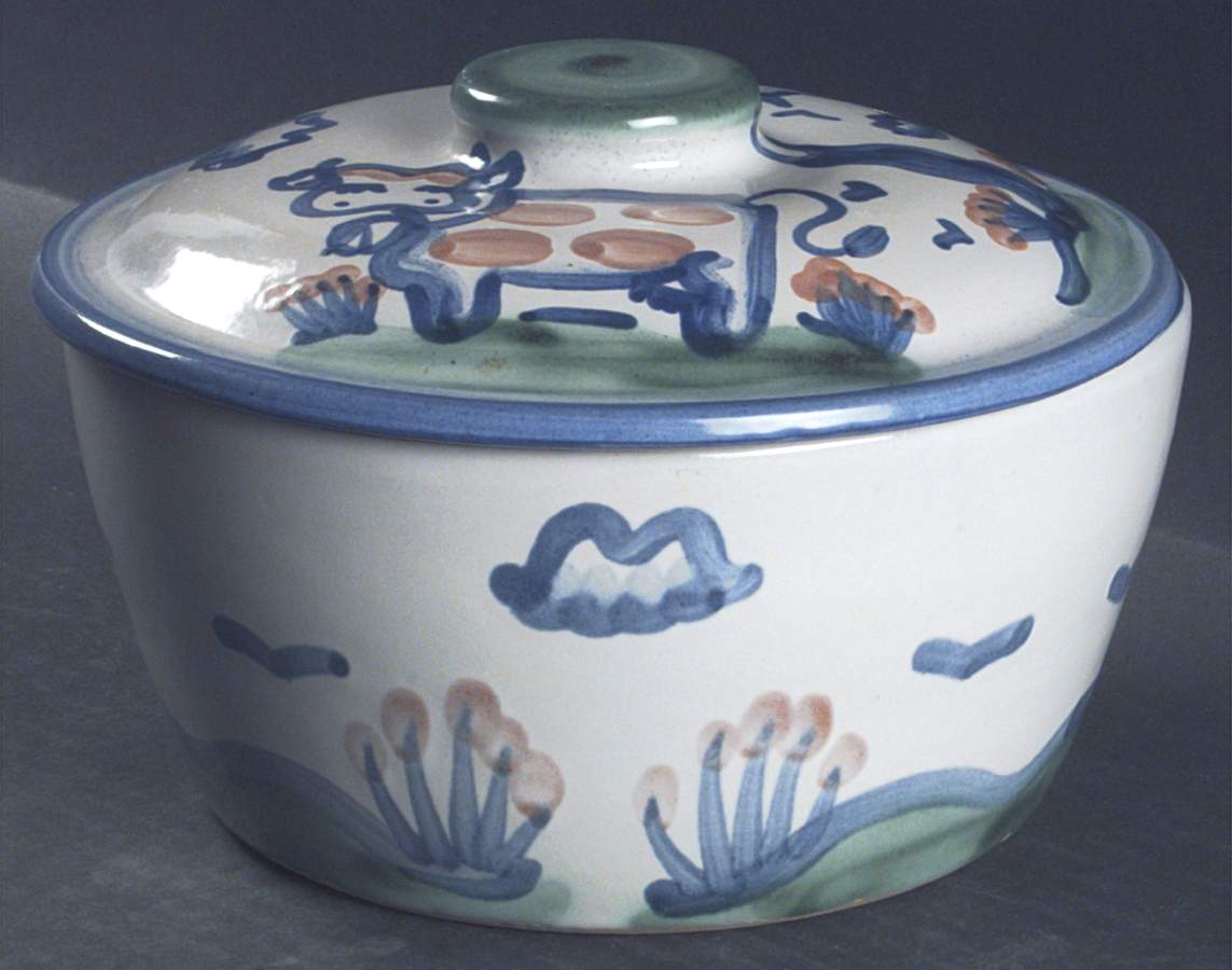Country Scene Blue Small Tureen/Baker by M A Hadley-1