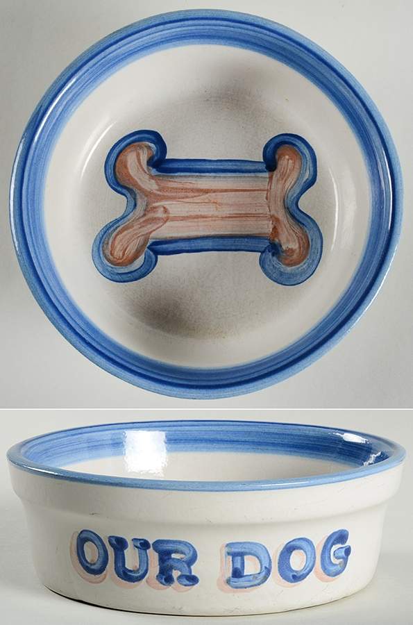 Country Scene Blue Bowl-Pet by M A Hadley-1