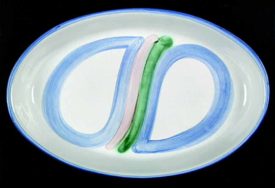 Country Scene Blue 14" Oval Serving Platter by M A Hadley-1