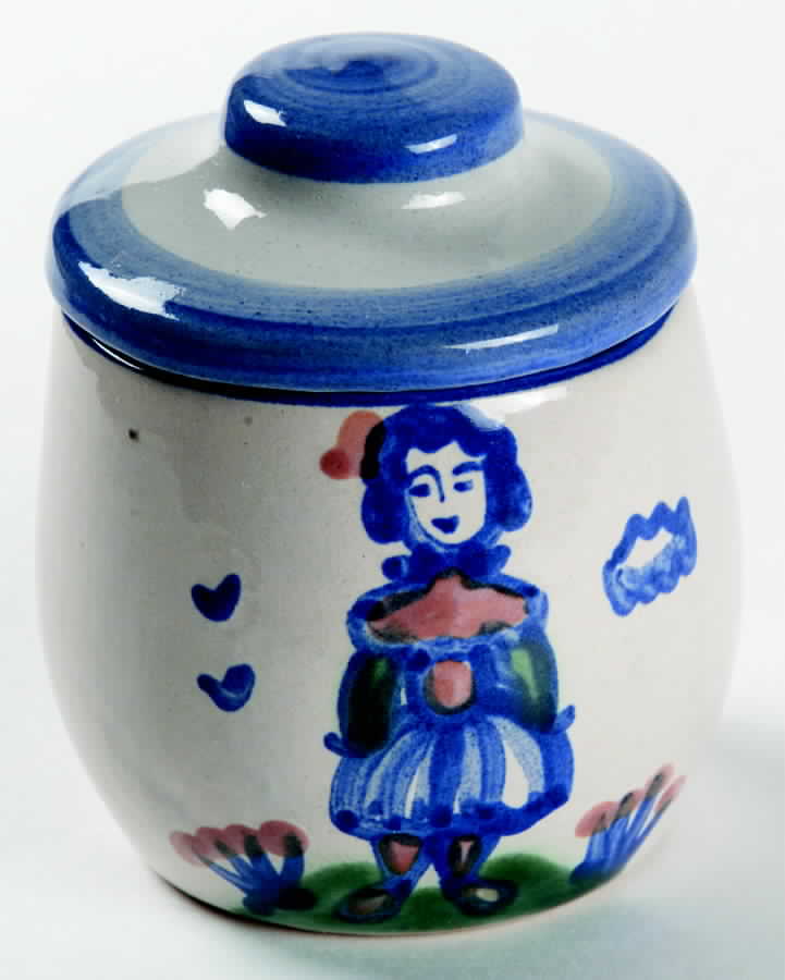 Country Scene Blue Sugar Bowl & Lid by M A Hadley-1