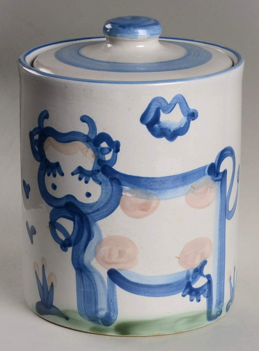 Country Scene Blue Medium Canister & Lid by M A Hadley-1