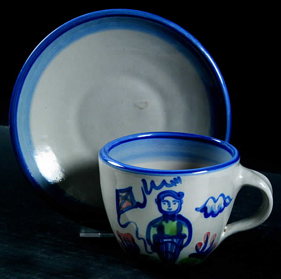 Country Scene Blue Oversized Cup & Saucer Set by M A Hadley-1