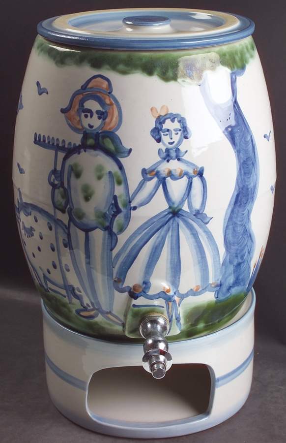 Country Scene Blue (3 Pc) Samovar w/Stand Set by M A Hadley-1