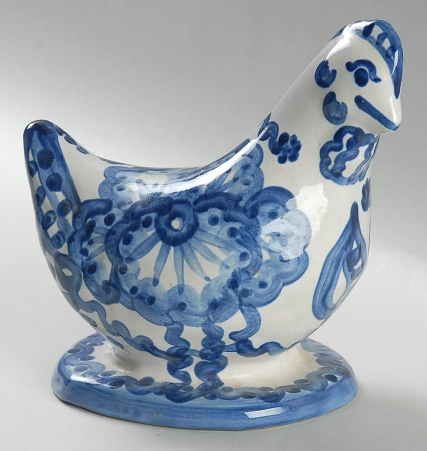 Country Scene Blue Chicken Figurine by M A Hadley-1