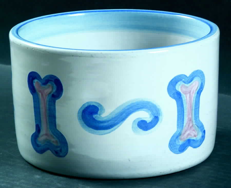 Country Scene Blue Pet Bowl by M A Hadley-1